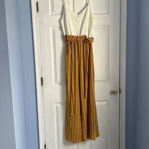 Yellow striped Wide Legged Jumpsuit (Size L)